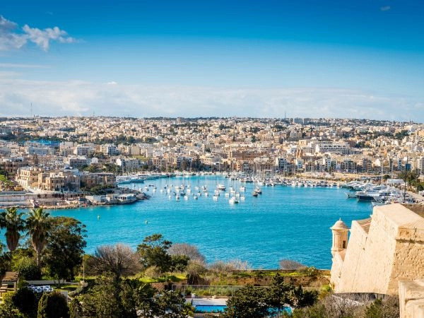 Baia di La Valletta sull'isola di Malta, arcipelago nell'Europa meridionale.